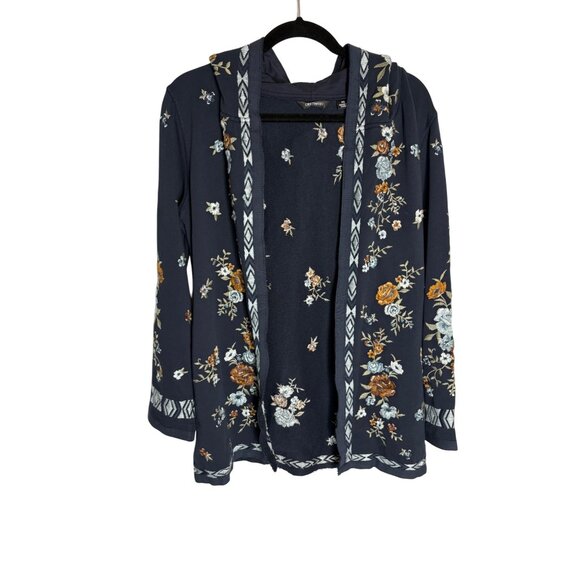 Driftwood Shelly Floral Embroidered Hooded Sweater-sz XS - Picture 4 of 13